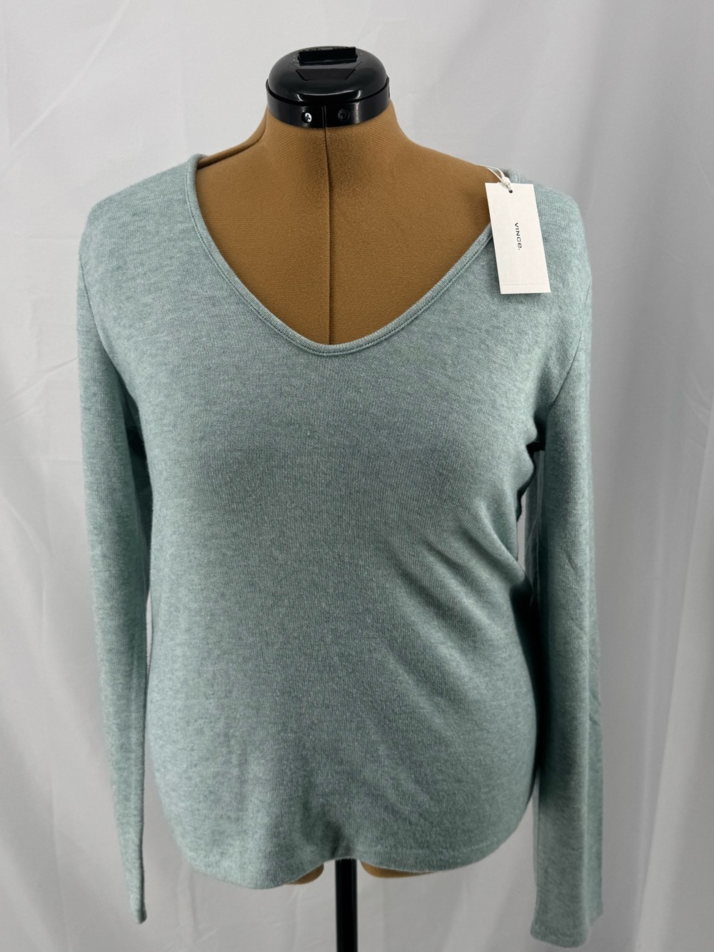 Vince Mint Green V-Neck Knit Sweater